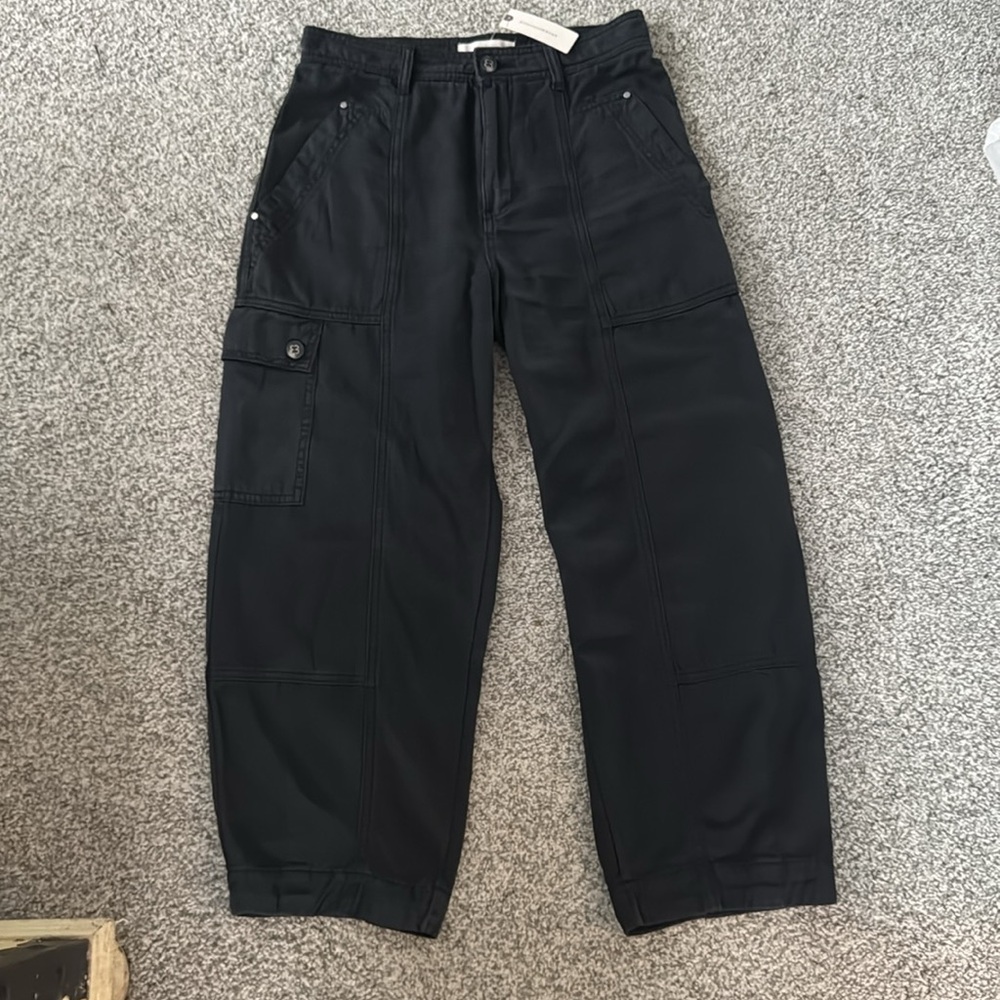 NWT ANTHROPOLOGIE Black Canvas Pants Size 6